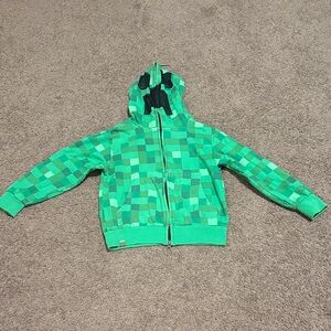 JINX Minecraft Kids Green Pixel Pattern Hoodie